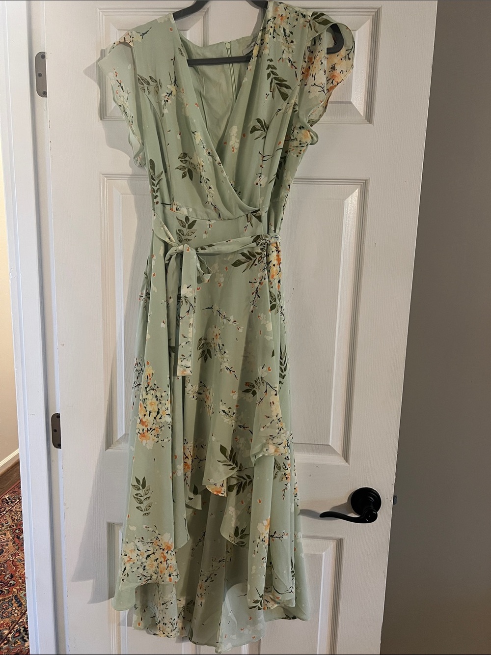 Love Tree Mint Green Floral High-Low Wrap Dress